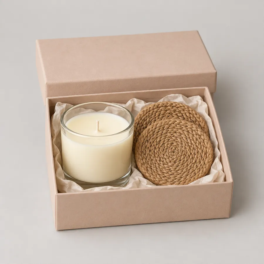 Uphaar Box Scented Candle & Coaster Set